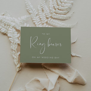 Convite Sage green To my Ring bearer day card