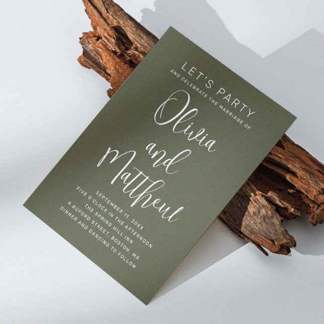 Convite Sage green typografia script casamento + detalhes  (Criador carregado)