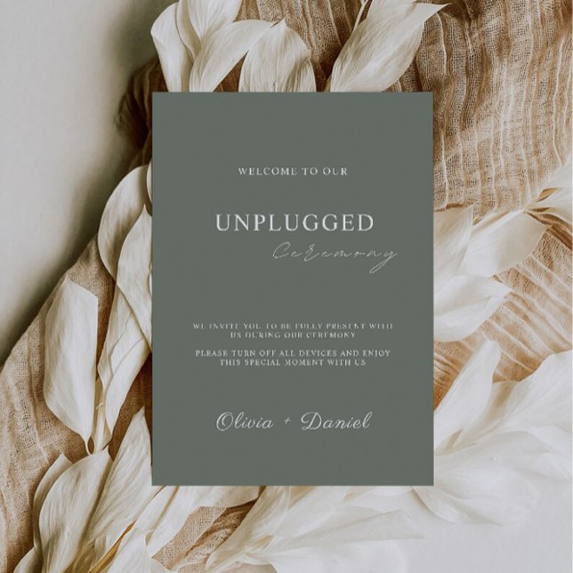 Convite Sage Green Unplugged Ceremony Wedding Sign (Sage Green Unplugged Ceremony Wedding Sign, Invitation)