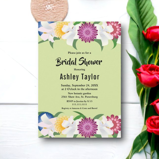 Convite Sage Green | Verão | Elegante Chá de panela Floral (Criador carregado)