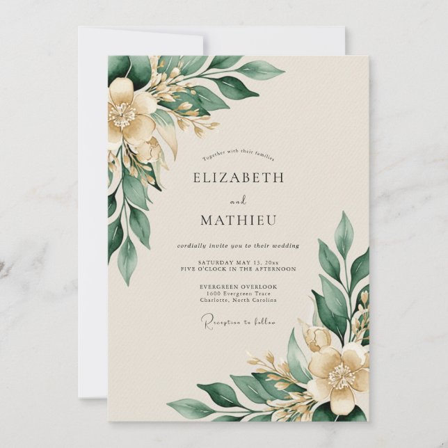 Convite Sage Green Verdant Nature Wedding (Frente)