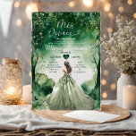 Convite Sage Green Vress Emerald Forest Girl Mis Quince<br><div class="desc">Sage Green Dress Emerald Forest Girl Mis Quince Convite Quinceanera 15 Anos,  16º aniversário</div>