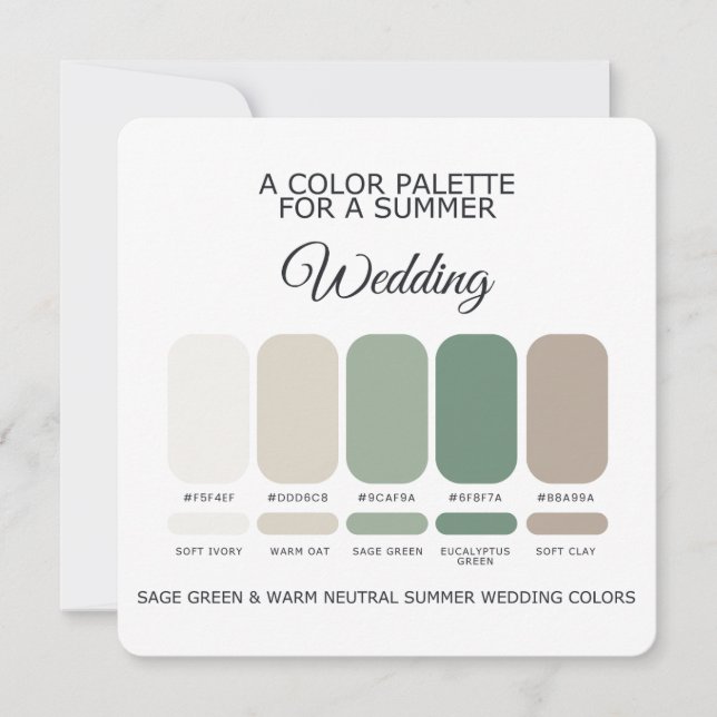 Convite Sage Green Warm Summer Wedding Palette 2026 Card (Frente)