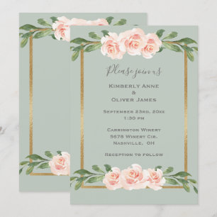 Convite Sage Green Watercolor Casamento Floral Romântico