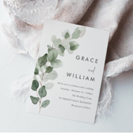 Convite Sage Green Watercolor Deixa Casamento Moderno