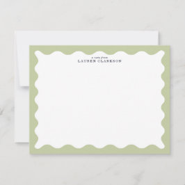Convite Sage Green Wavy Frame Note Card