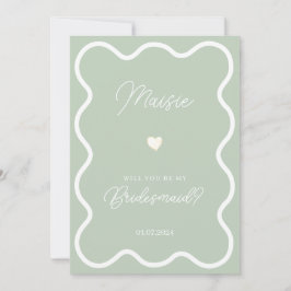 Convite Sage green wavy, você será minha proposta de madri