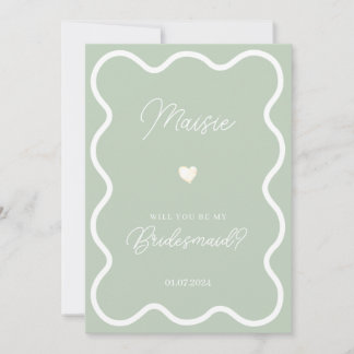 Convite Sage green wavy, você será minha proposta de madri