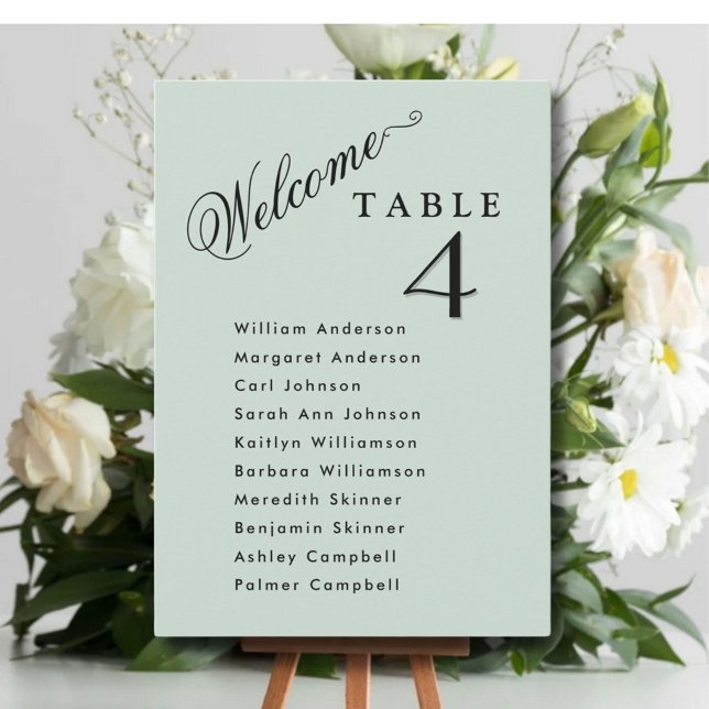 Convite Sage Green Wedating Plan Cards Guest Names (Criador carregado)