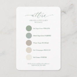 Convite Sage Green Wedding Attire Color Palette Card 