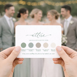 Convite Sage Green Wedding Attire Color Palette Card 
