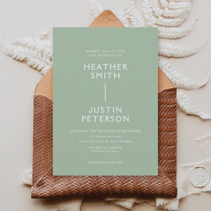 Convite Sage Green Wedding Casual Invitation
