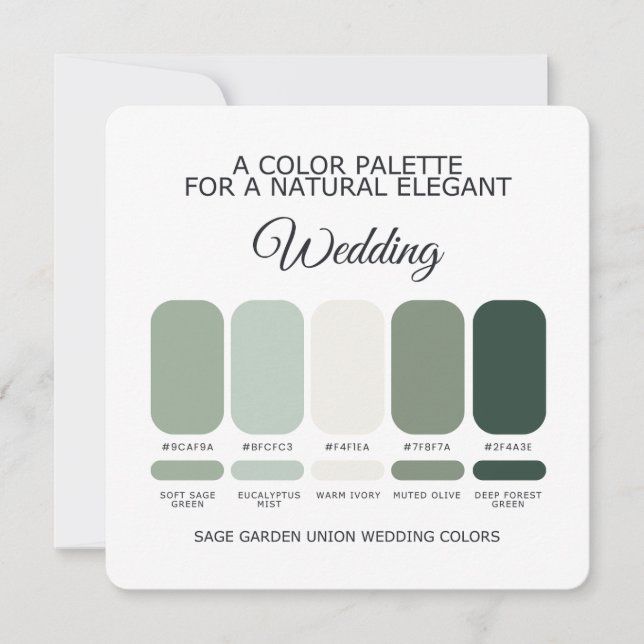 Convite Sage Green Wedding Color Palette Card (Frente)