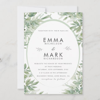 Convite Sage Green Wedding Invitation | Elegant Botanical