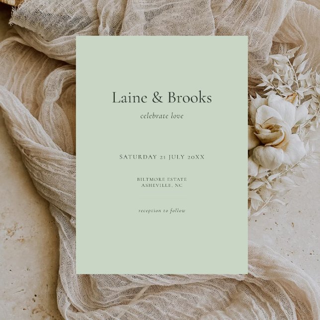 Convite Sage Green Wedding Invitation | Minimal Typography (Criador carregado)