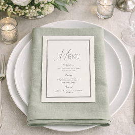 Convite Sage Green Wedding Menu | Elegant Ivory Floral 