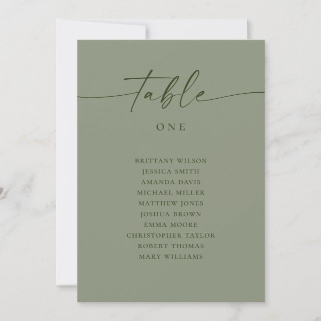 Convite Sage Green Wedding Seating Chart | Minimalist (Frente)