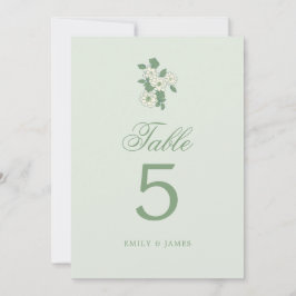 Convite Sage Green Wedding Table Numbers Cards