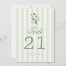Convite Sage Green Wedding Table Numbers Cards