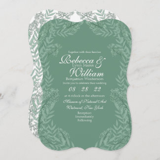 Convite Sage Green Wedding Vintage Botanical
