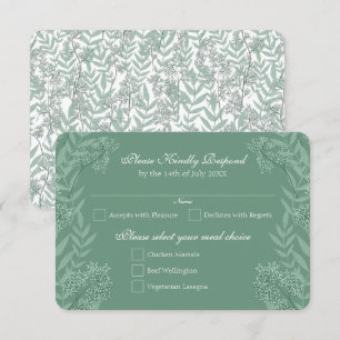 Convite Sage Green Wedding Vintage Botanical RSVP Resposta