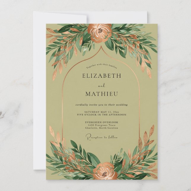 Convite Sage Green Whimsical Rustic Wedding (Frente)