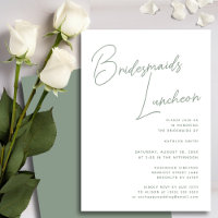Sage Green Whimsical Script Bridesmaids Luncheon