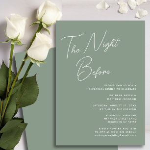Convite Sage Green Whimsical Script Chic Na Noite Anterior