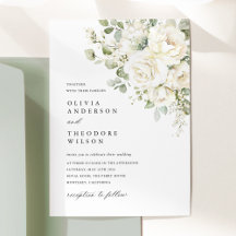 Sage Green White Floral Watercolor Elegant Wedding