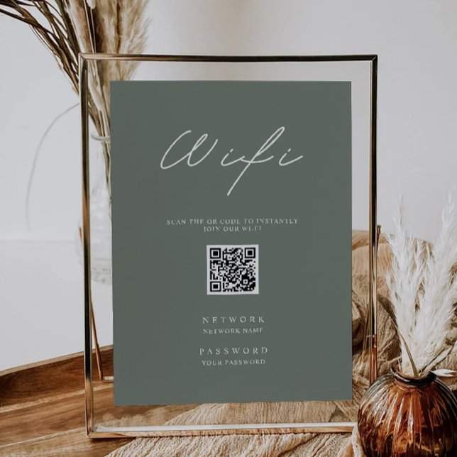 Convite Sage Green Wifi Code, QR Code Wifi Connect (Sage Green Wifi Code, QR Code Wifi Connect Invitation)