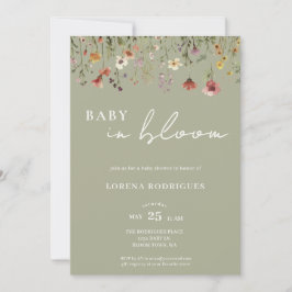 Convite Sage Green Wildflower Baby in Bloom Baby Shower
