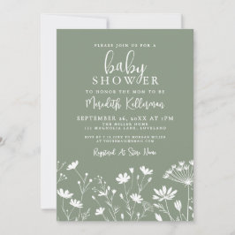 Convite Sage Green Wildflower Baby Shower