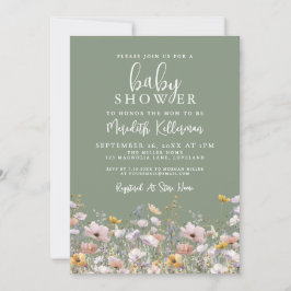 Convite Sage Green Wildflower Baby Shower