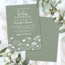 Convite Sage Green Wildflower Baby Shower