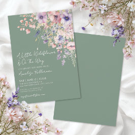 Convite Sage Green Wildflower Floral Baby Shower