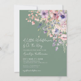 Convite Sage Green Wildflower Floral Baby Shower
