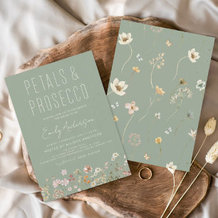 Convite Sage Green Wildflower Petals & Prosecco Bridal