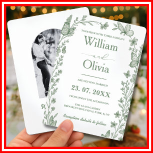 Convite Sage Green Wildflower Photo Wedto
