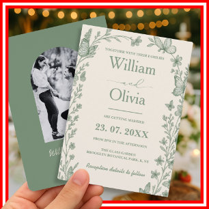 Convite Sage Green Wildflower Photo Wedto