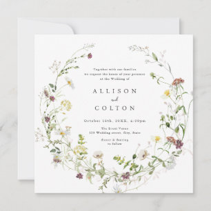 Convite Sage Green Wildflower Rustic Boho Weding