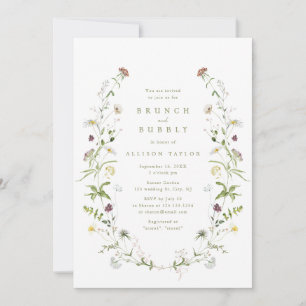 Convite Sage Green Wildflower Rustic Chá de panela