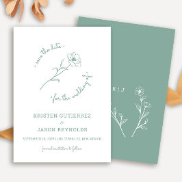Convite Sage Green Wildflower Save Date (Salva A Data)
