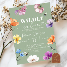 Convite Sage Green Wildflower Wildly in Love Bridal Shower