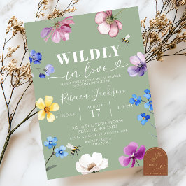 Convite Sage Green Wildflower Wildly in Love Bridal Shower