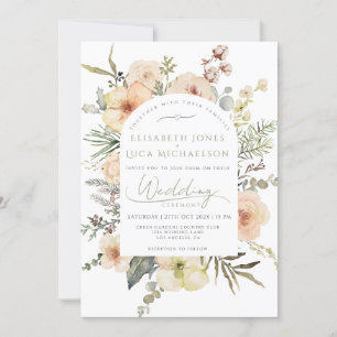 Convite Sage Green Winter Pine Floral Christmas Weding