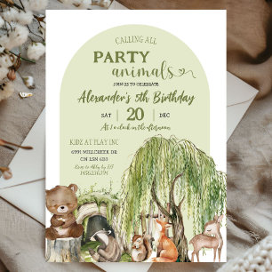 Convite Sage Green Woodland Party