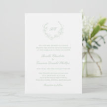 Sage Green Wreath Monograma Casamento Elegante