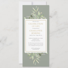 Convite Sage Greenery Celebração do Serviço Funeral Life