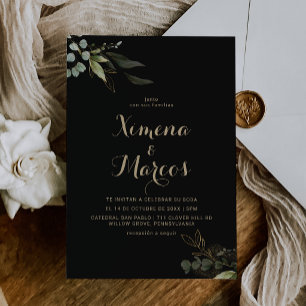 Convite Sage Greenery Eucalipto Dourado Boda Casamento