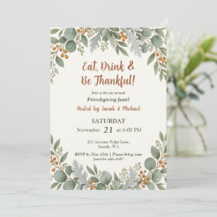 Convite Sage Greenery Eucalipto Floral Friendsgiving